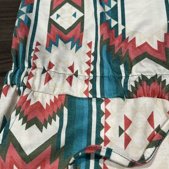 Crazy Train Aztec Southwest Design Romper Elastic Tie Waist Pockets Women Large - Picture 15 of 16